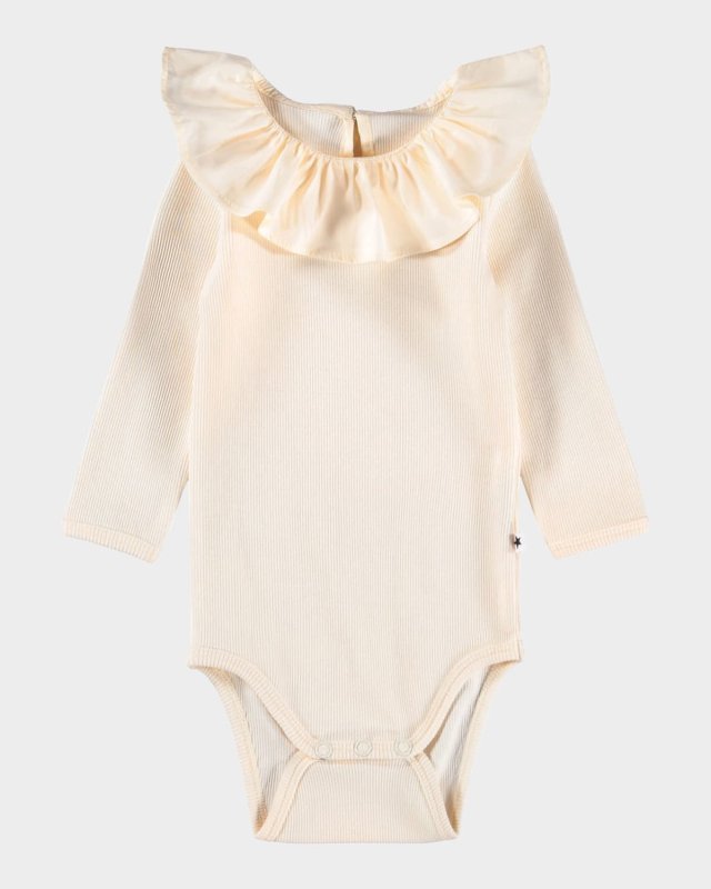 Girl's Faye Ruffle-Collar Bodysuit, Size 3M-18